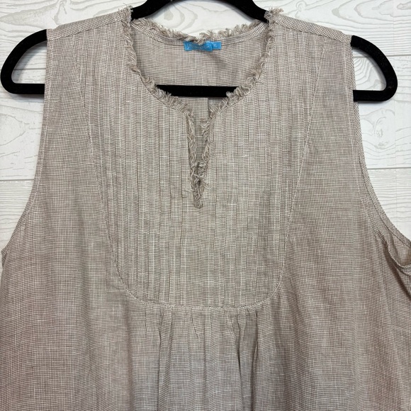 J. McLaughlin Maryann 100% Linen A Line Pintuck Dress Tan Size XL - Picture 2 of 9